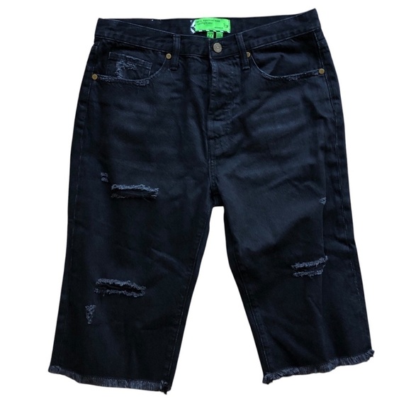 Sandrine Rose X Free People High Rise Long Shorts Distressed Black Size 27” - Picture 1 of 9